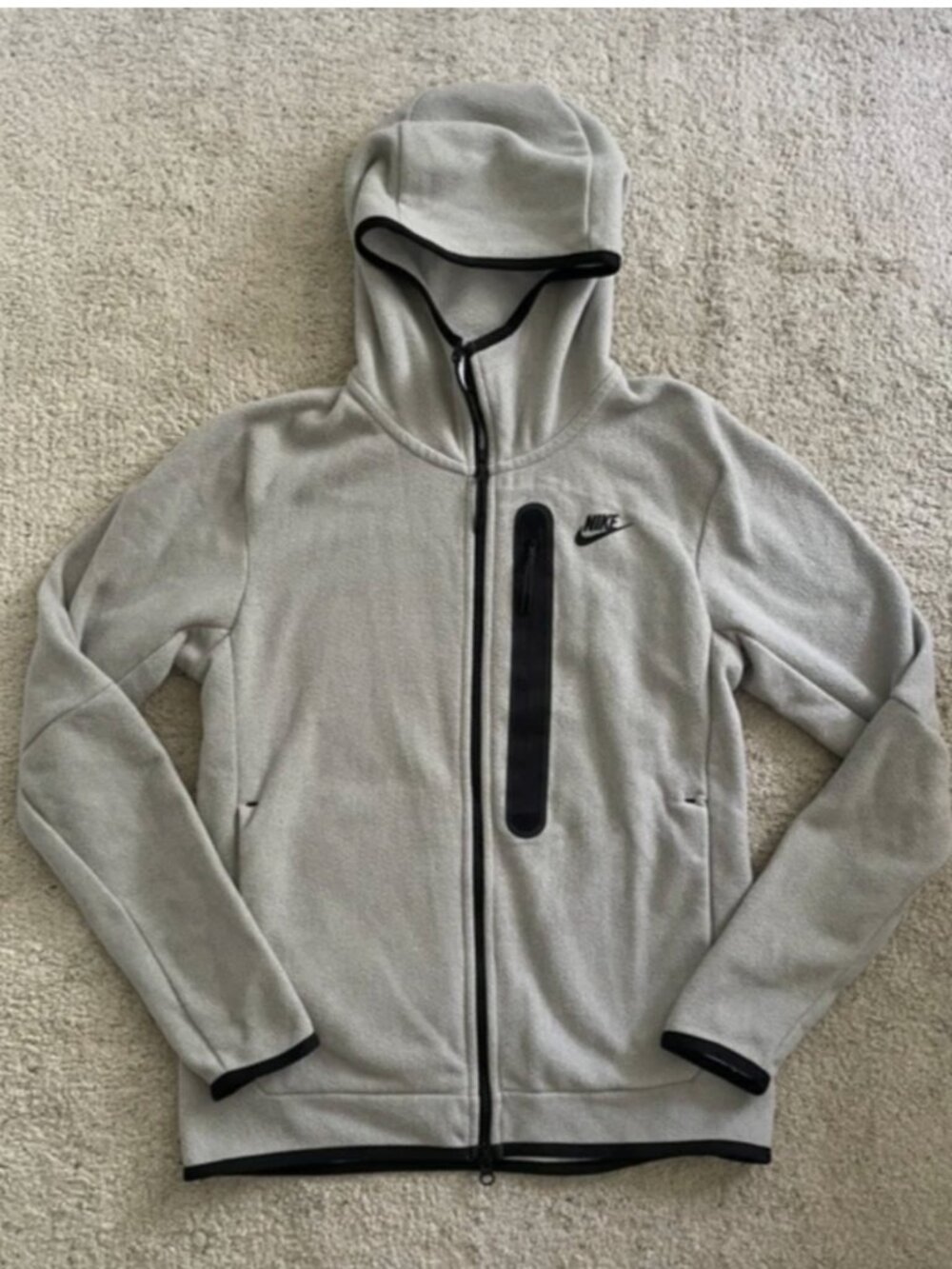 Nike Tech Fleece Men Size S Winterized Hoodie Cobblestone Black Pristine VNDS - Picture 2 of 16